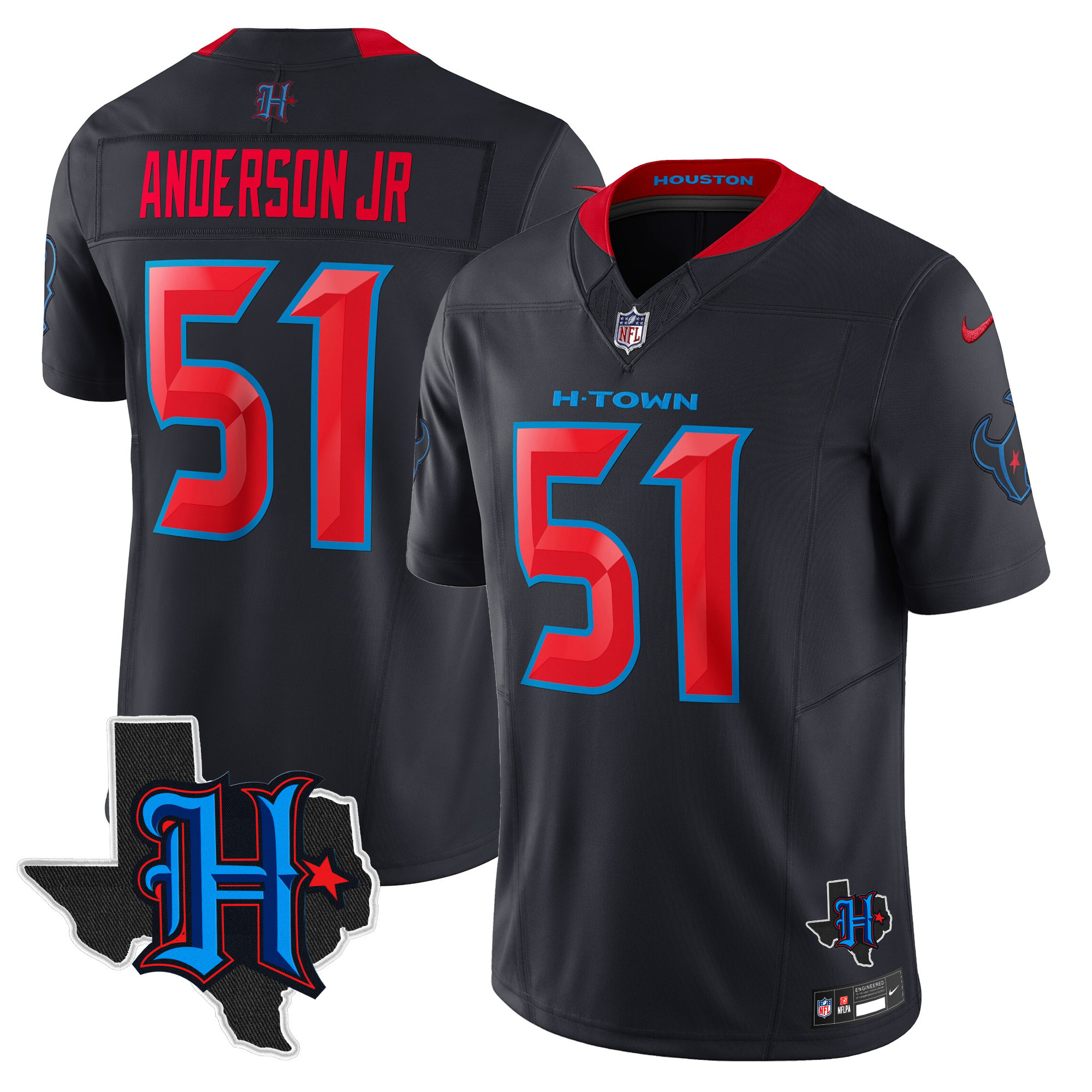 Will Anderson Jr. Men's Houston Texans 2024 Texas Patch Vapor Limited Navy Limited Jersey - All Stitched 