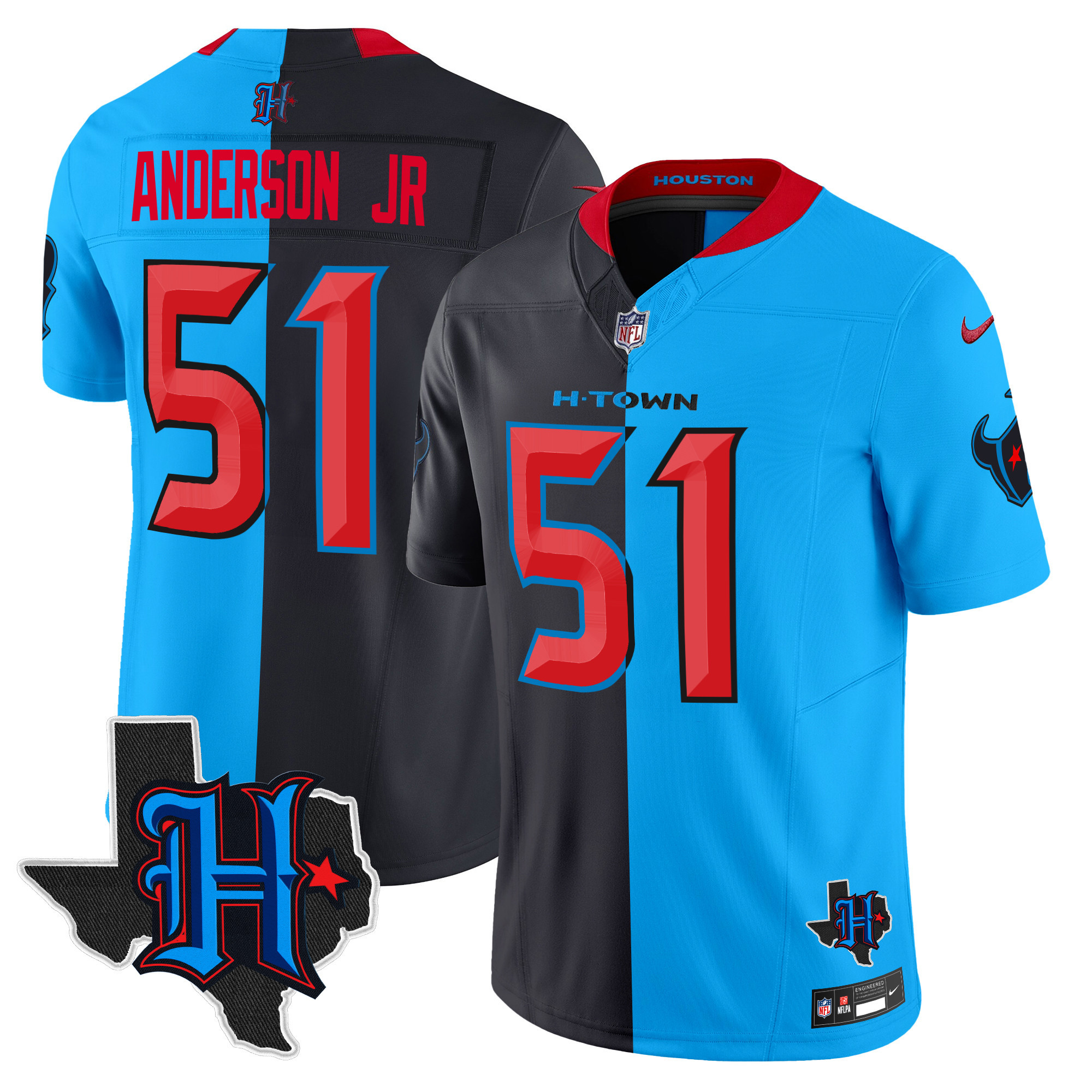 Will Anderson Jr. Men's Houston Texans 2024 Texas Patch Vapor Limited Split Jersey - All Stitched 