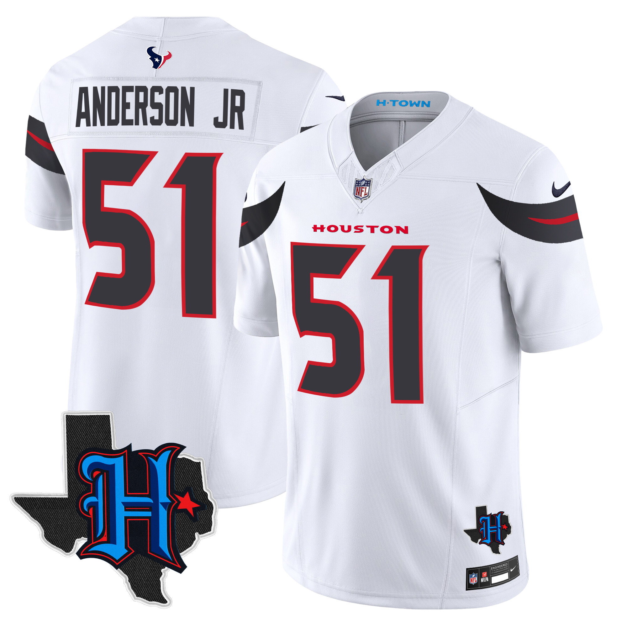 Will Anderson Jr. Men's Houston Texans 2024 Texas Patch Vapor Limited White Jersey - All Stitched 
