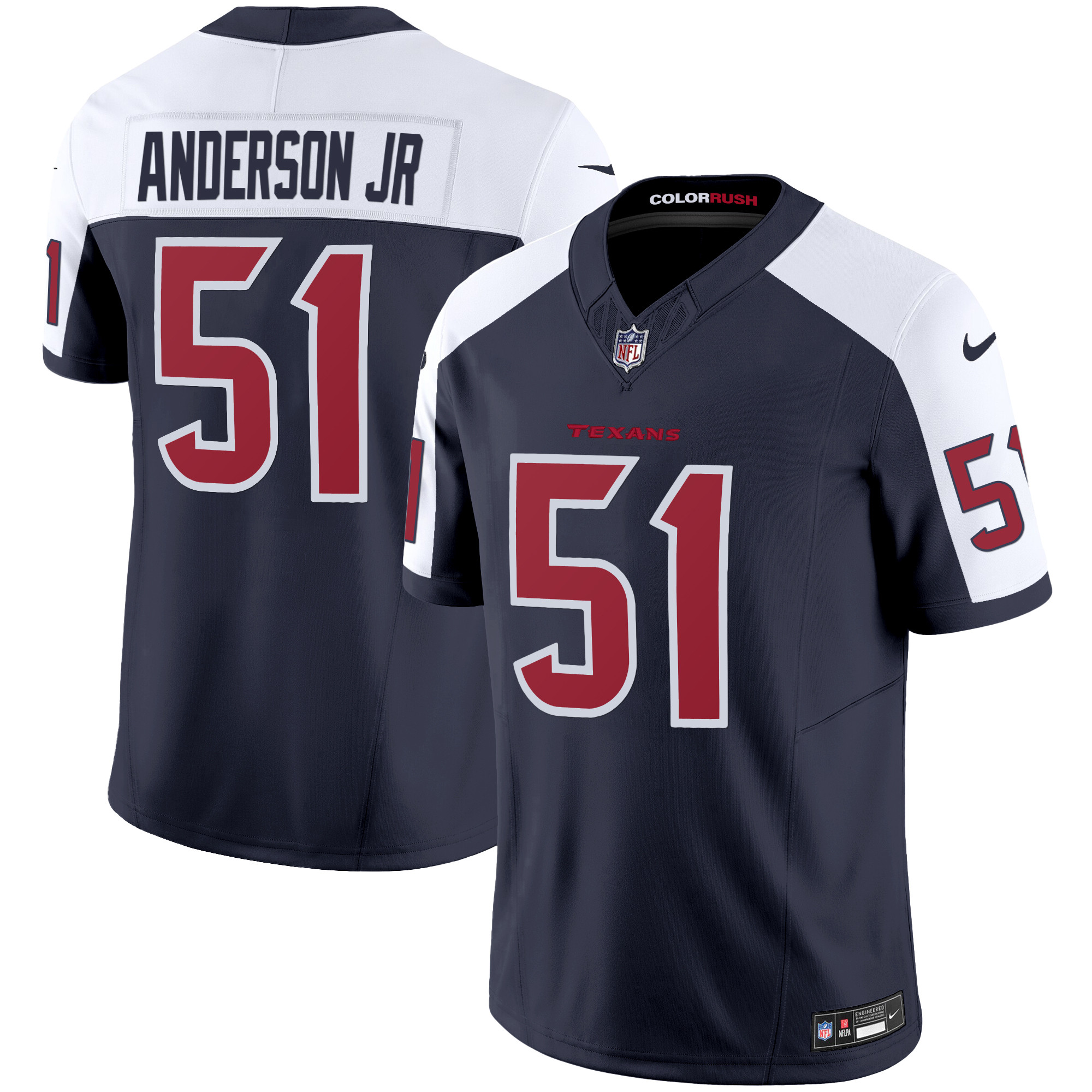 Will Anderson Jr. Men's Houston Texans Color Rush Legend Vapor Navy Alternate Jersey - All Stitched 