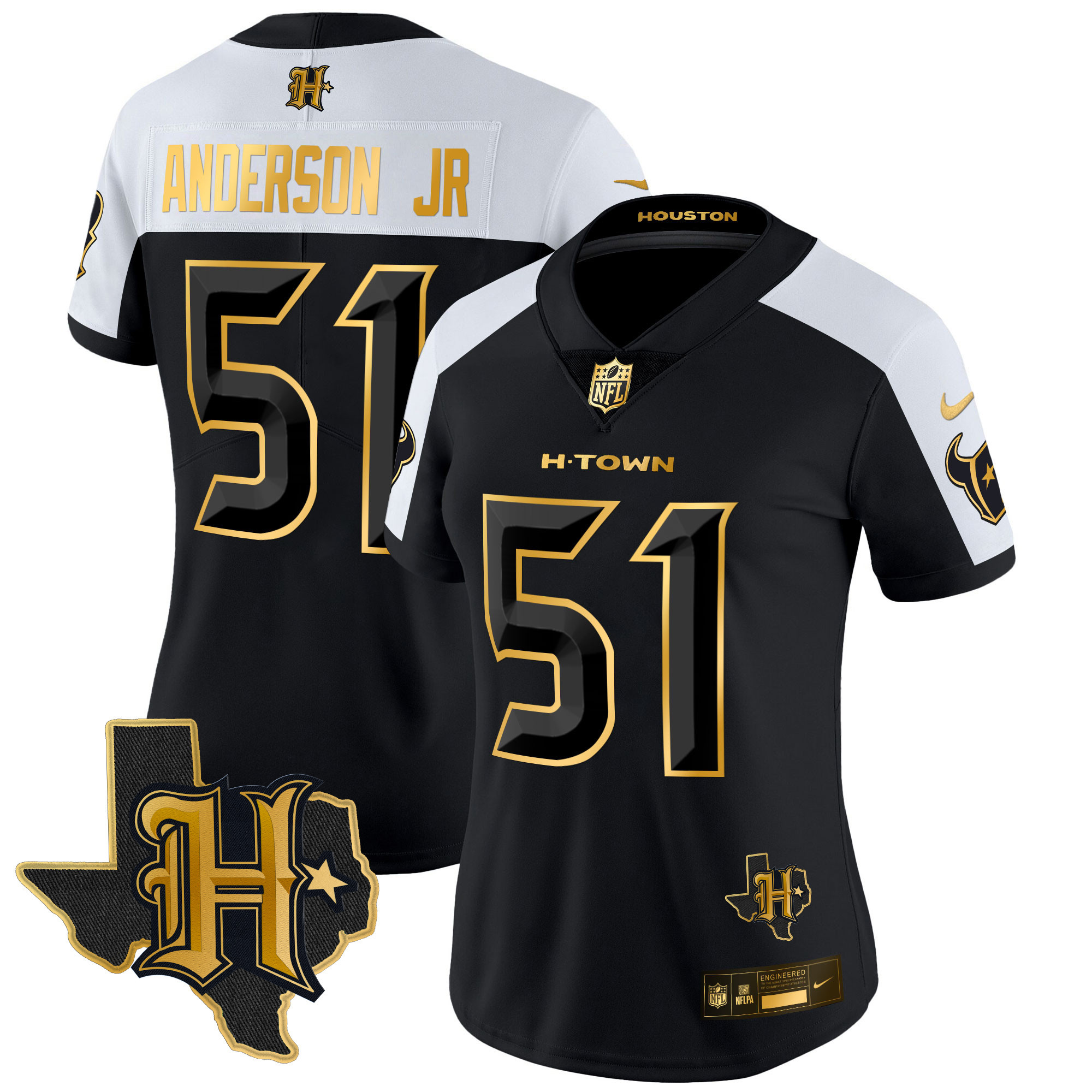 Will Anderson Jr. Women's Houston Texans 2024 Texas Patch Gold Vapor Limited Alternate Jersey - All Stitched 