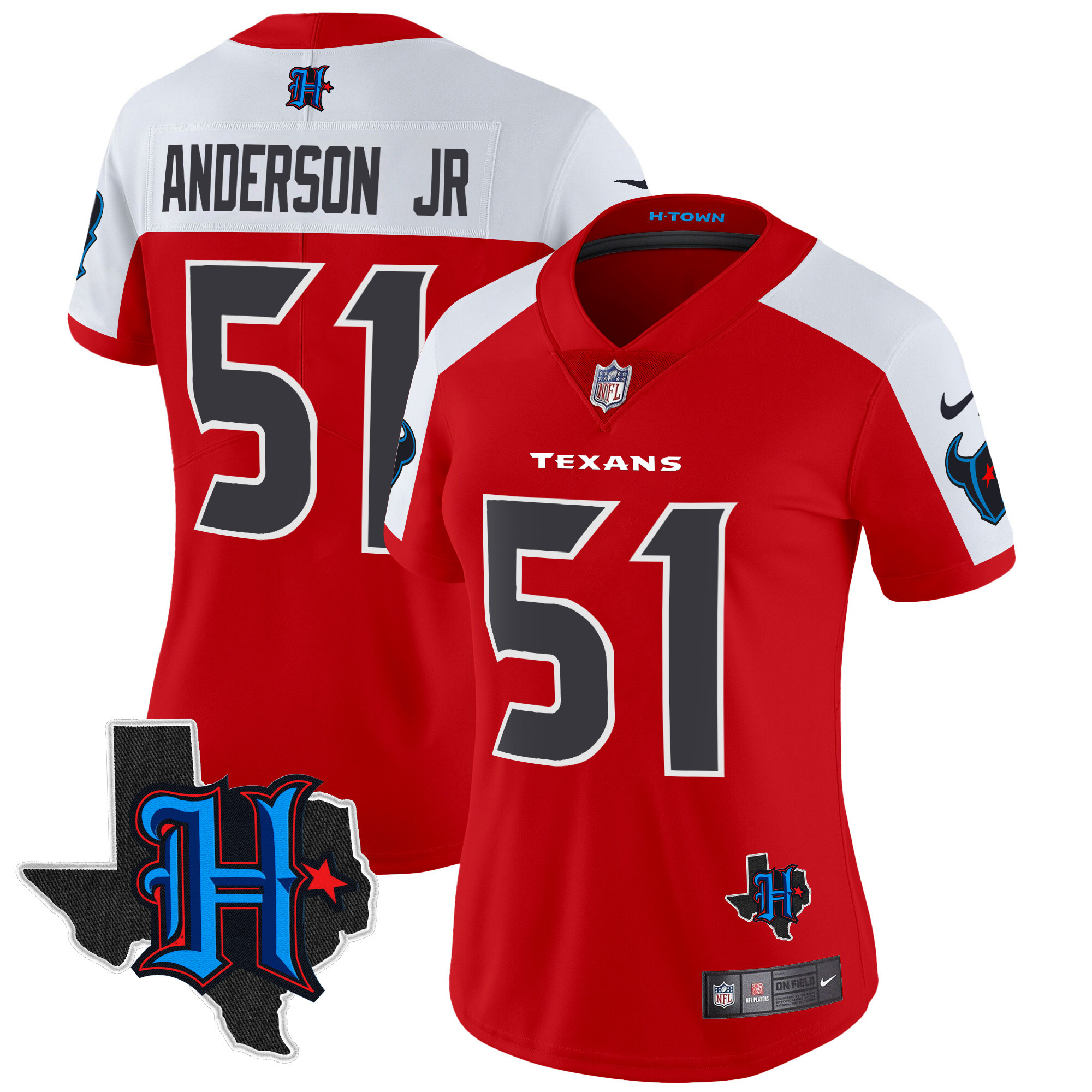 Will Anderson Jr. Women's Houston Texans 2024 Texas Patch Vapor Limited Red Alternate Jersey - All Stitched 