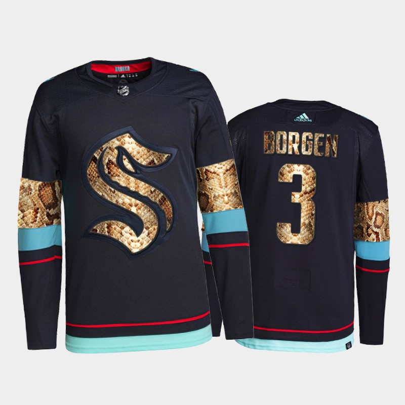 Will Borgen Seattle Kraken Python Skin Jersey 2021-22 Navy #3 Exclusive Edition Uniform
