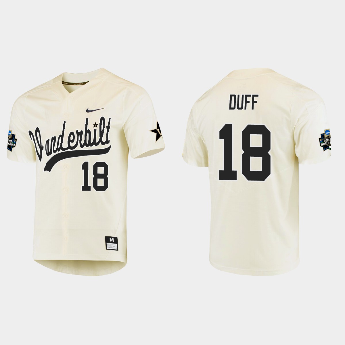 Will Duff Vanderbilt Commodores College World Series Jersey - Cream