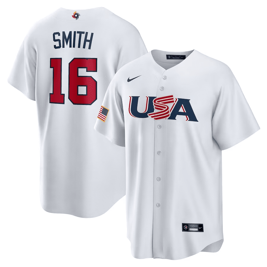 Will Smith 16 USA Baseball 2023 World Baseball Classic Stitched Jersey – White Will Smith 16 USA Baseball 2023 World Baseball Classic Stitched Jersey – White
