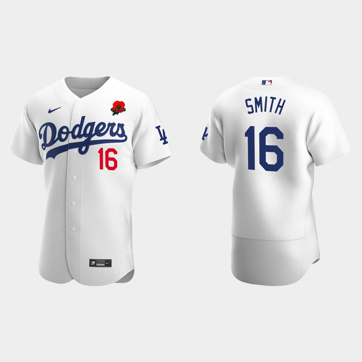 Will Smith Los Angeles Dodgers 2022 Memorial Day Poppy Patch Jersey - White
