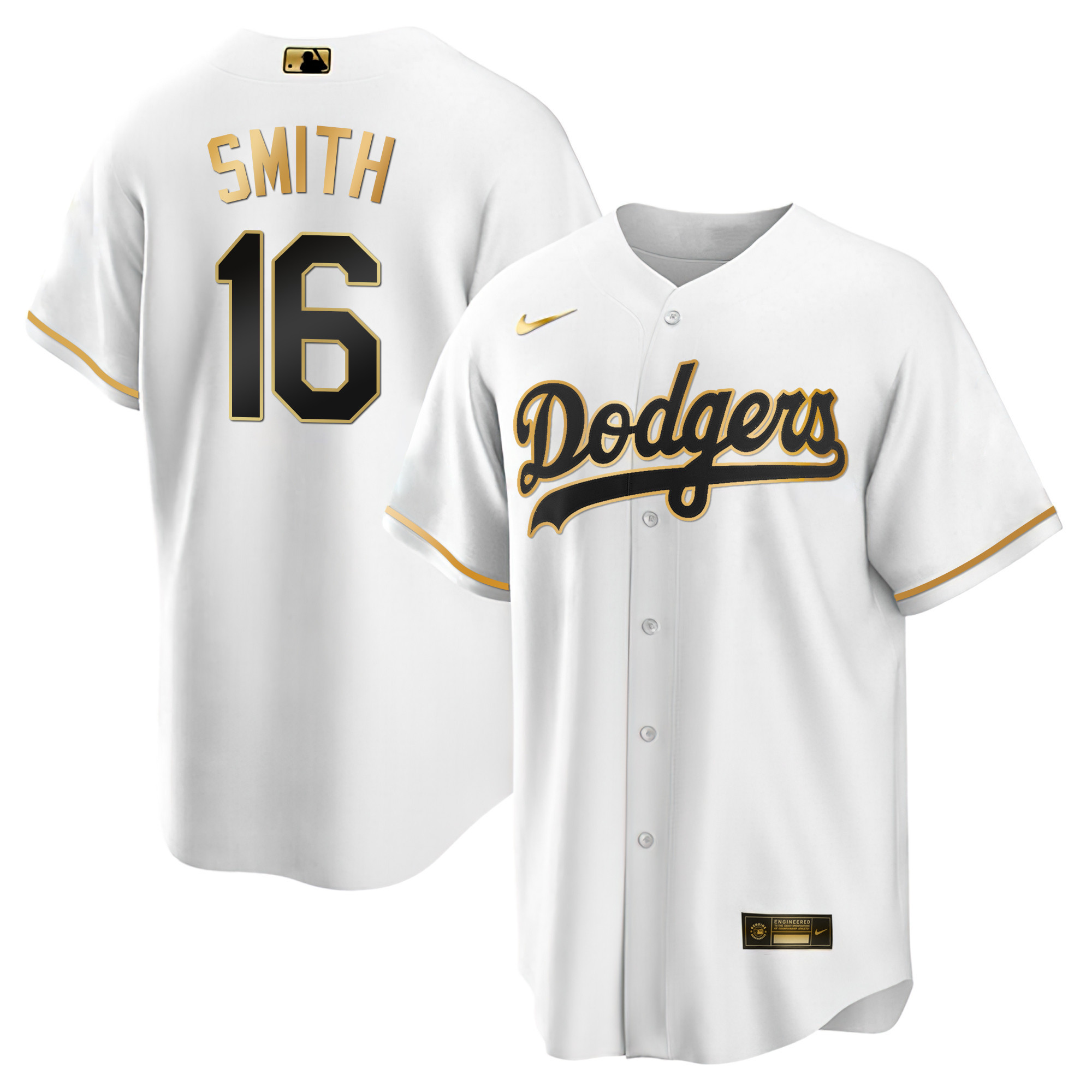 Will Smith Men's Los Angeles Dodgers Black Limited & Gold Cool White Gold Jersey - All Stitched