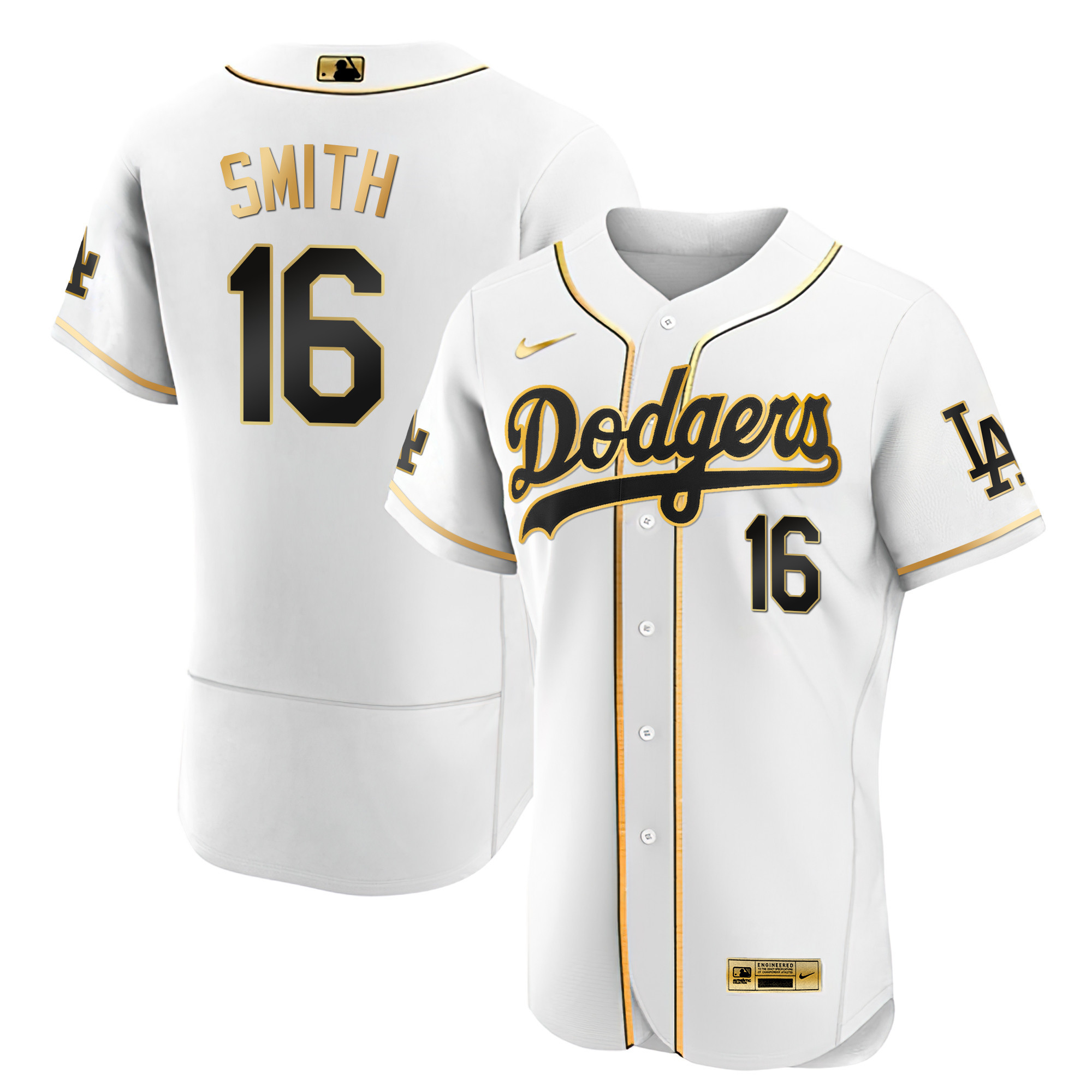 Will Smith Men's Los Angeles Dodgers Black Limited & Gold Flex White Gold Jersey - All Stitched
