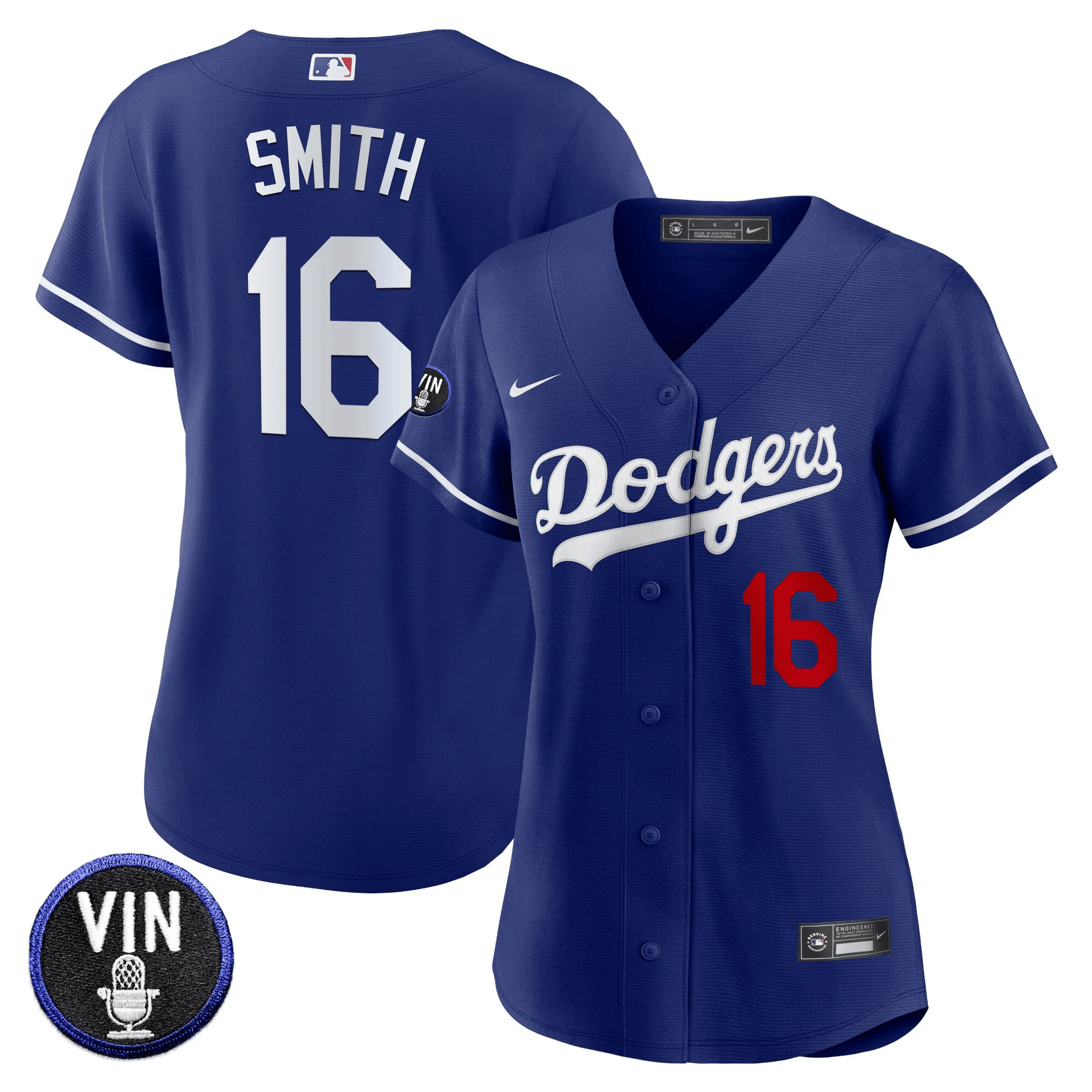Will Smith Women's Los Angeles Dodgers Vin Scully Patch Royal Jersey - All Stitched