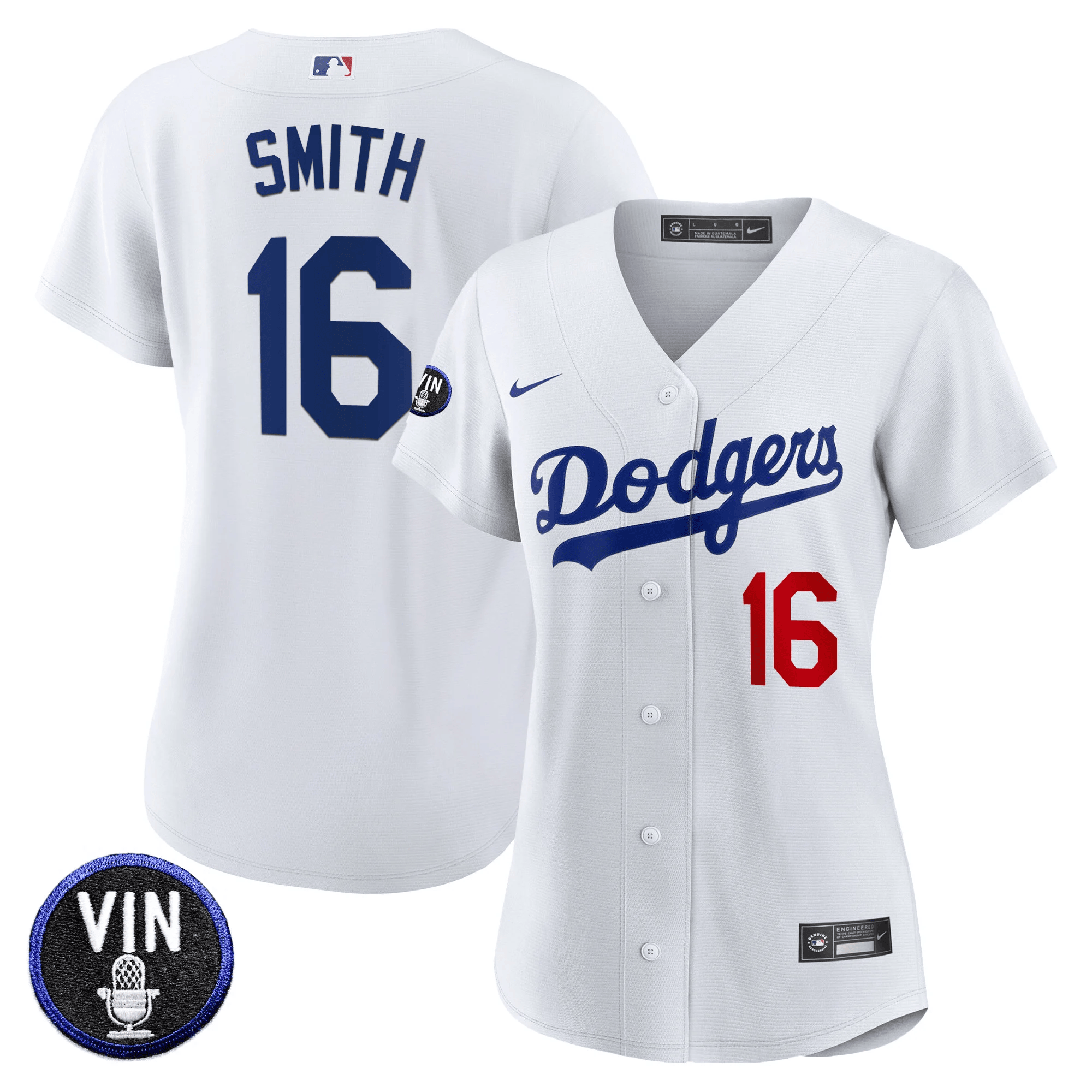 Will Smith Women's Los Angeles Dodgers Vin Scully Patch White Jersey - All Stitched