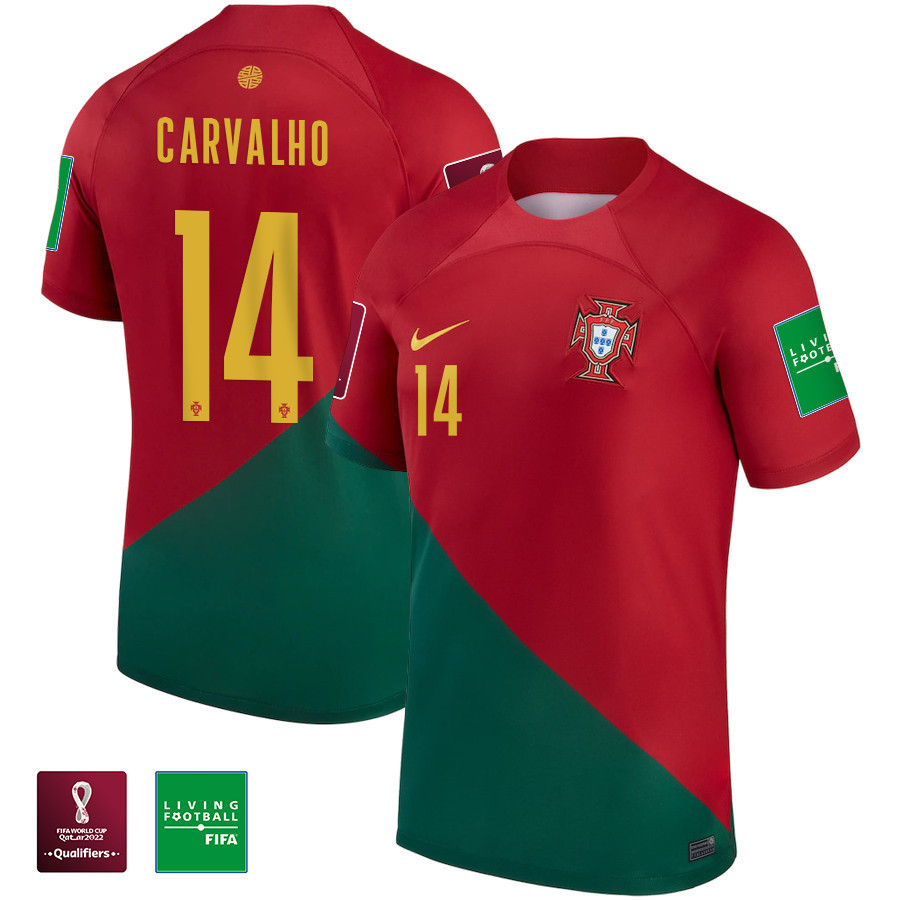 William Carvalho 14 FIFA World Cup Qatar 2022 Patch Portugal National Team – Home Soccer Jersey