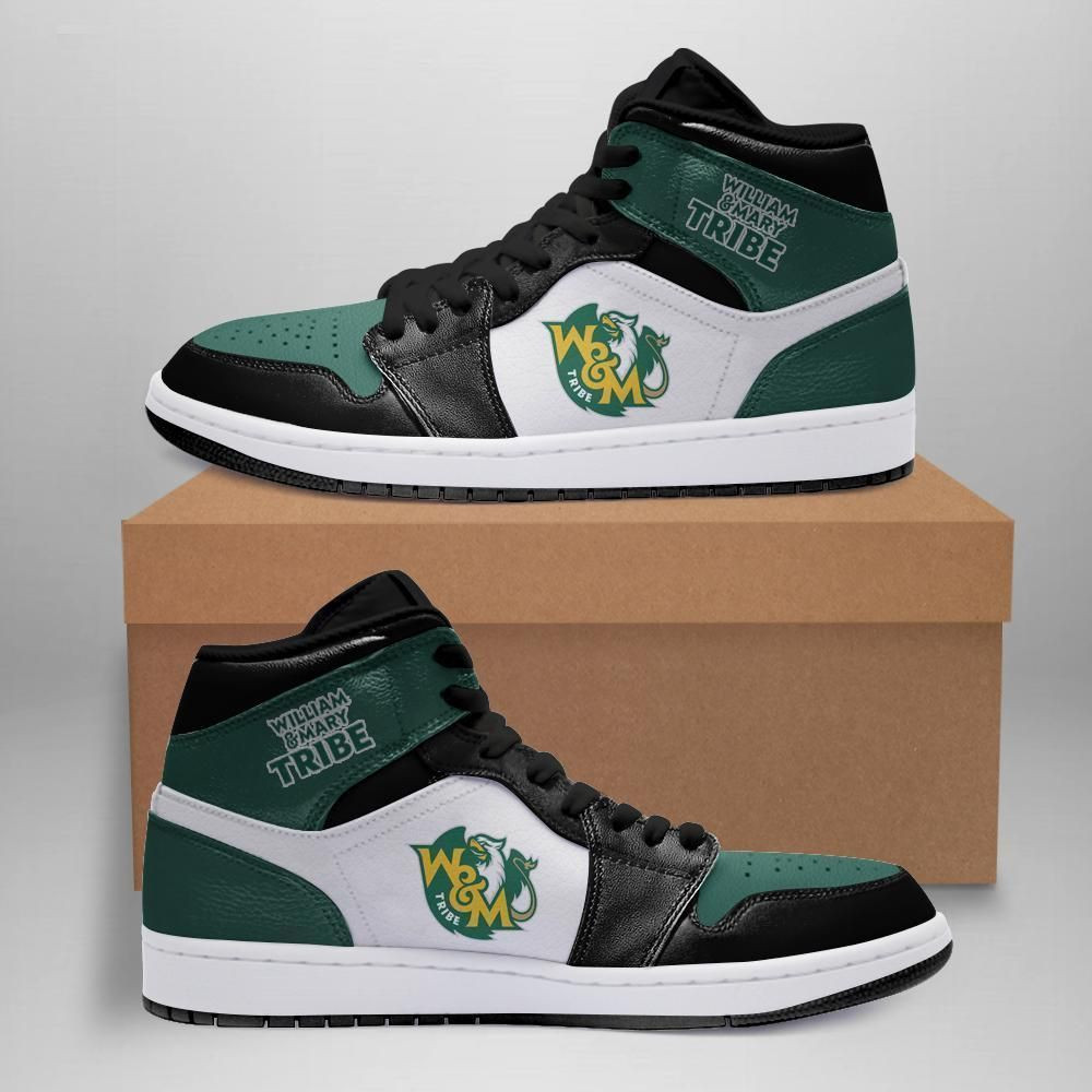 William Mary Tribe NCAA Fashion The best Sneakers Basketball Shoes Leather High Top Air Jordan Sneaker, Air Jordan Hightop