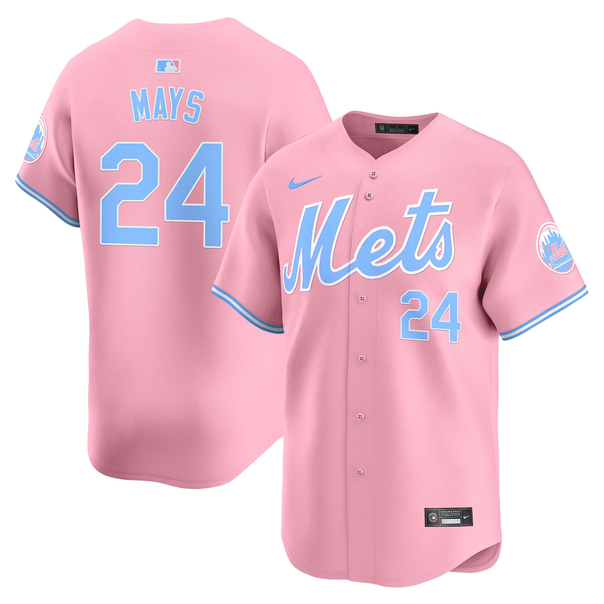 Willie MaysUnisex New York Mets Bubblegum Pink Vapor Premier Limited Pink Jersey - All Stitched