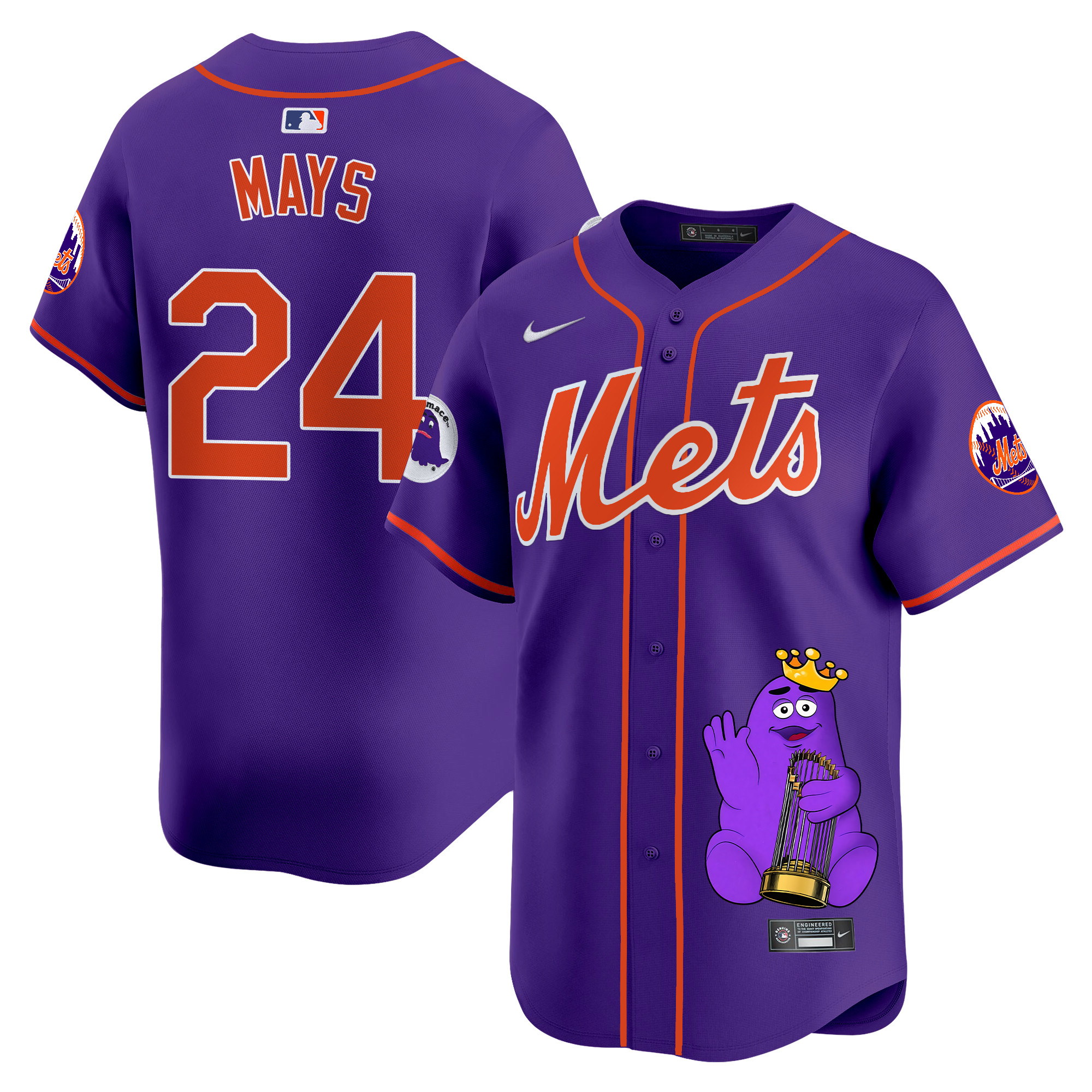 Willie MaysUnisex New York Mets Grimace Vapor Premier Limited Purple Jersey - Printed