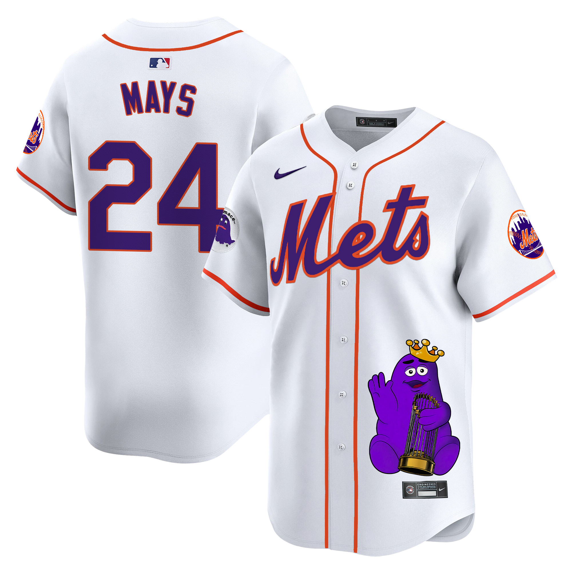 Willie MaysUnisex New York Mets Grimace Vapor Premier Limited White Jersey - Printed