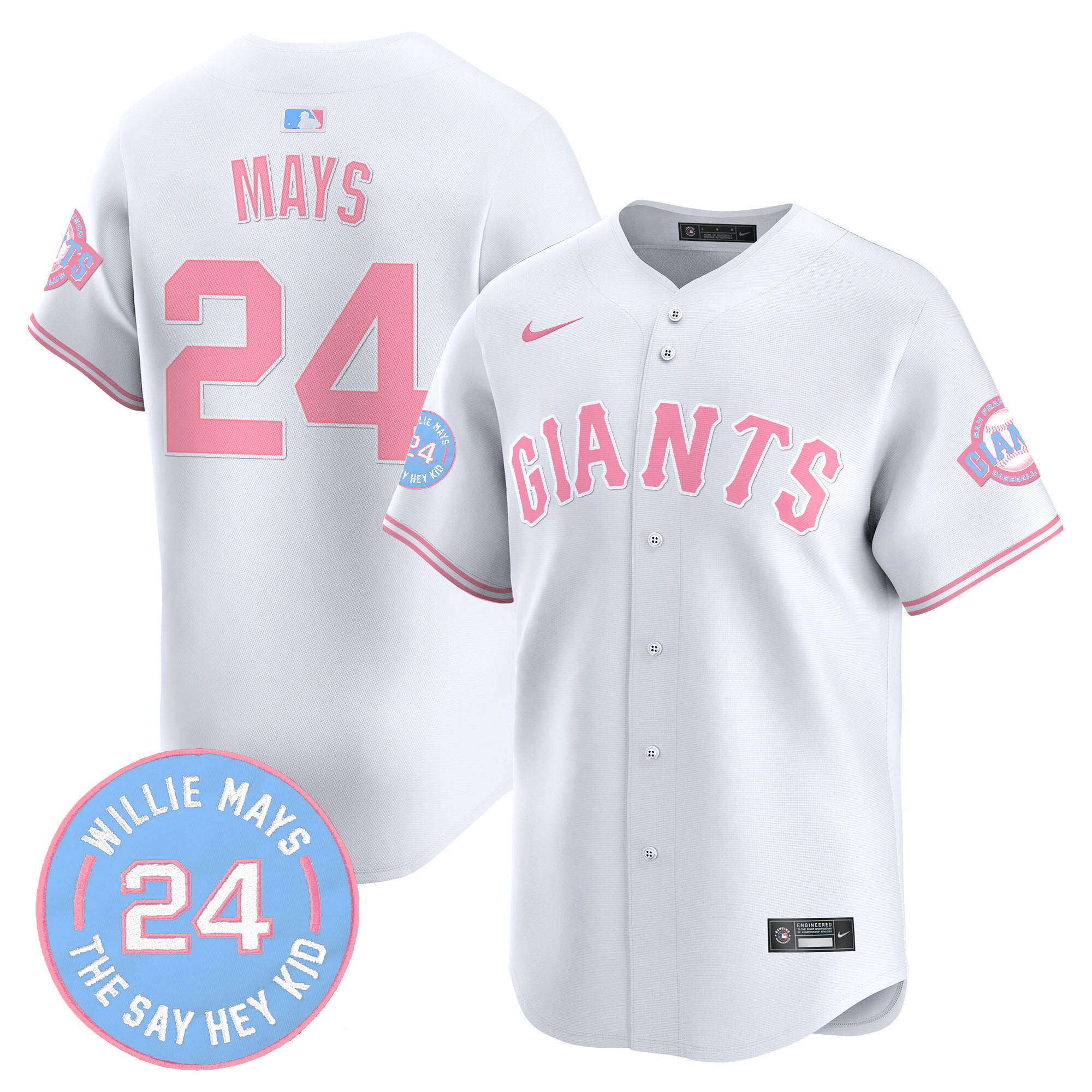 Willie MaysUnisex San Francisco Giants Bubblegum Pink Vapor Premier Limited White Jersey - All Stitched