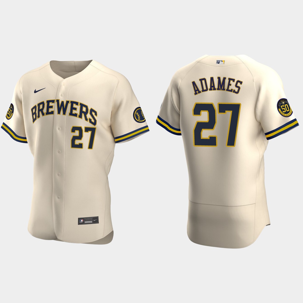 Willy Adames Milwaukee Brewers Alternate Jersey - Cream