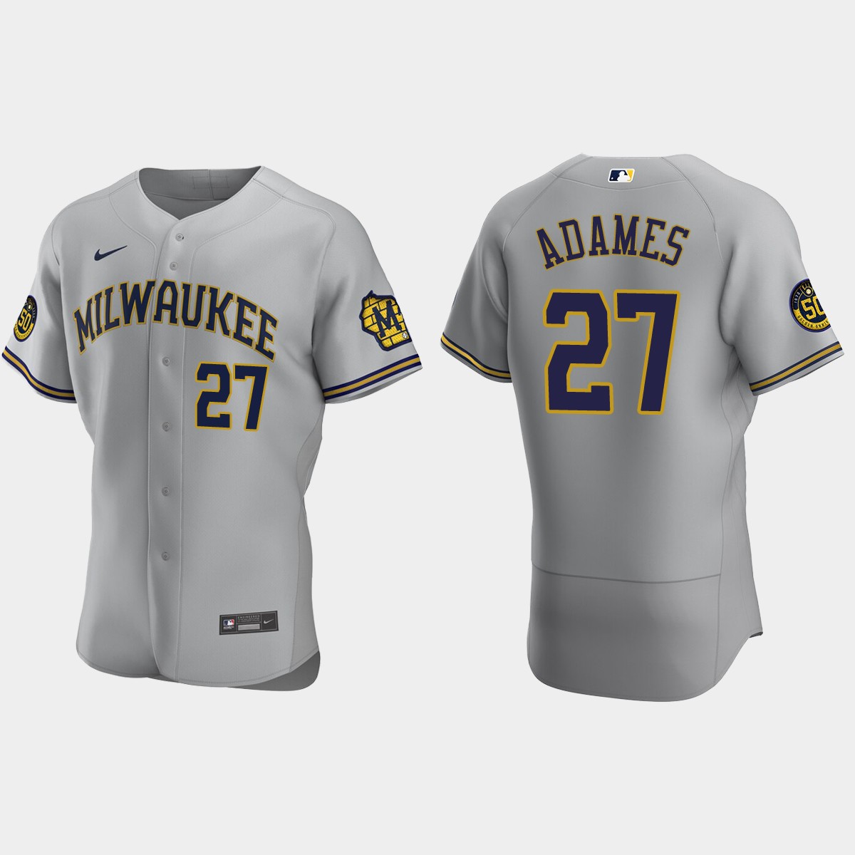 Willy Adames Milwaukee Brewers Road Jersey - Gray