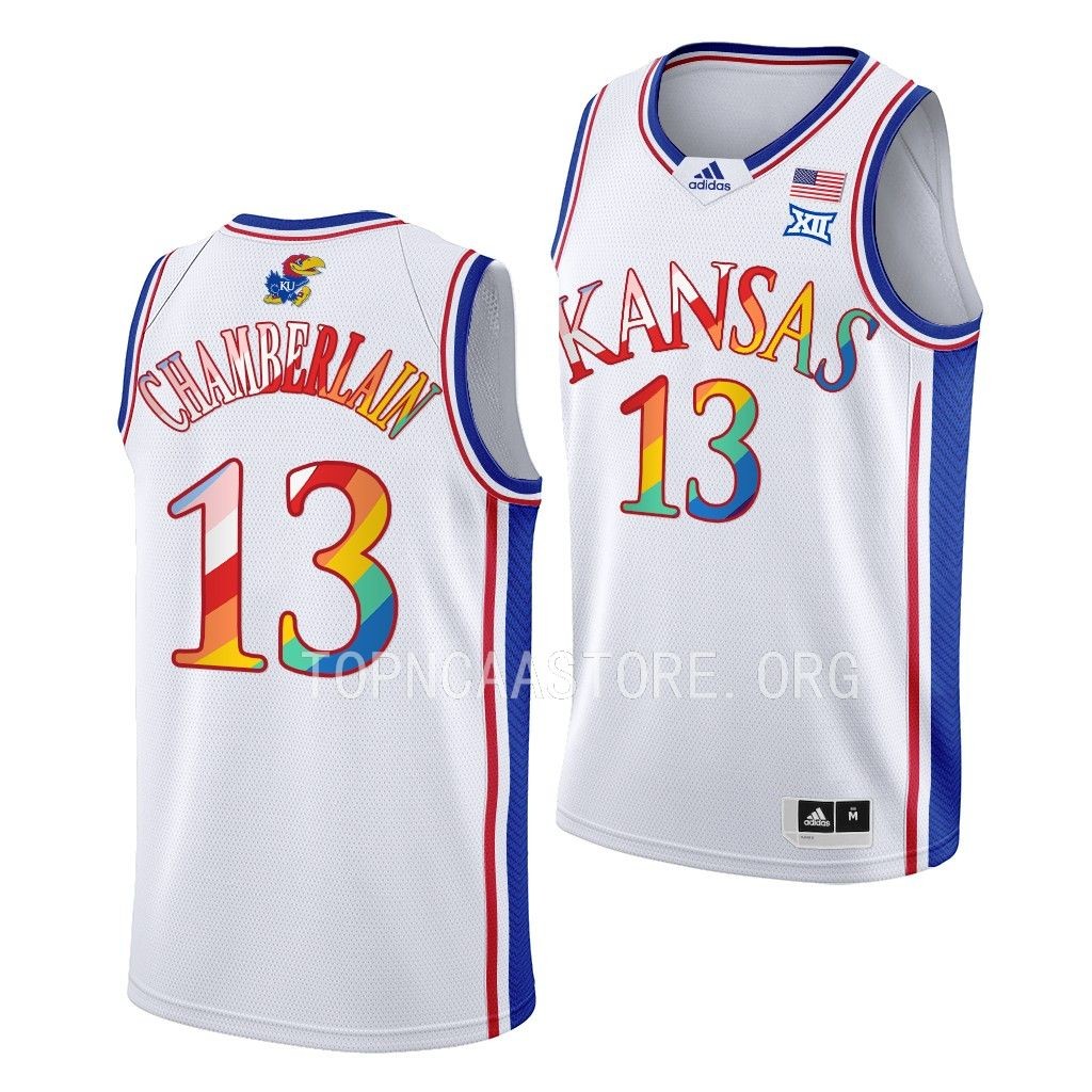 Wilt Chamberlain Kansas Jayhawks #13 White 2023 Pride Jersey