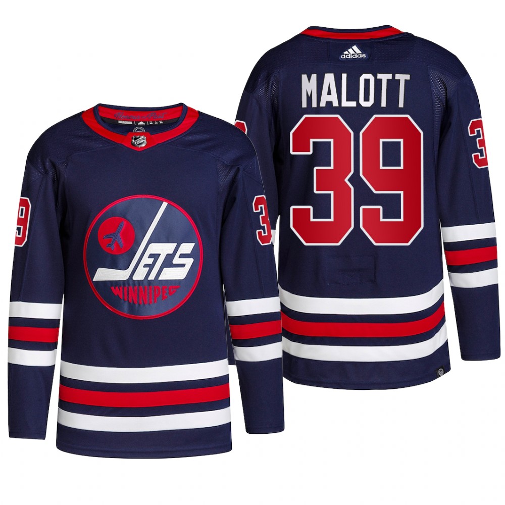 Winnipeg Jets 2022 Alternate Jersey Jeff Malott Navy #39 Primegreen Pro Uniform