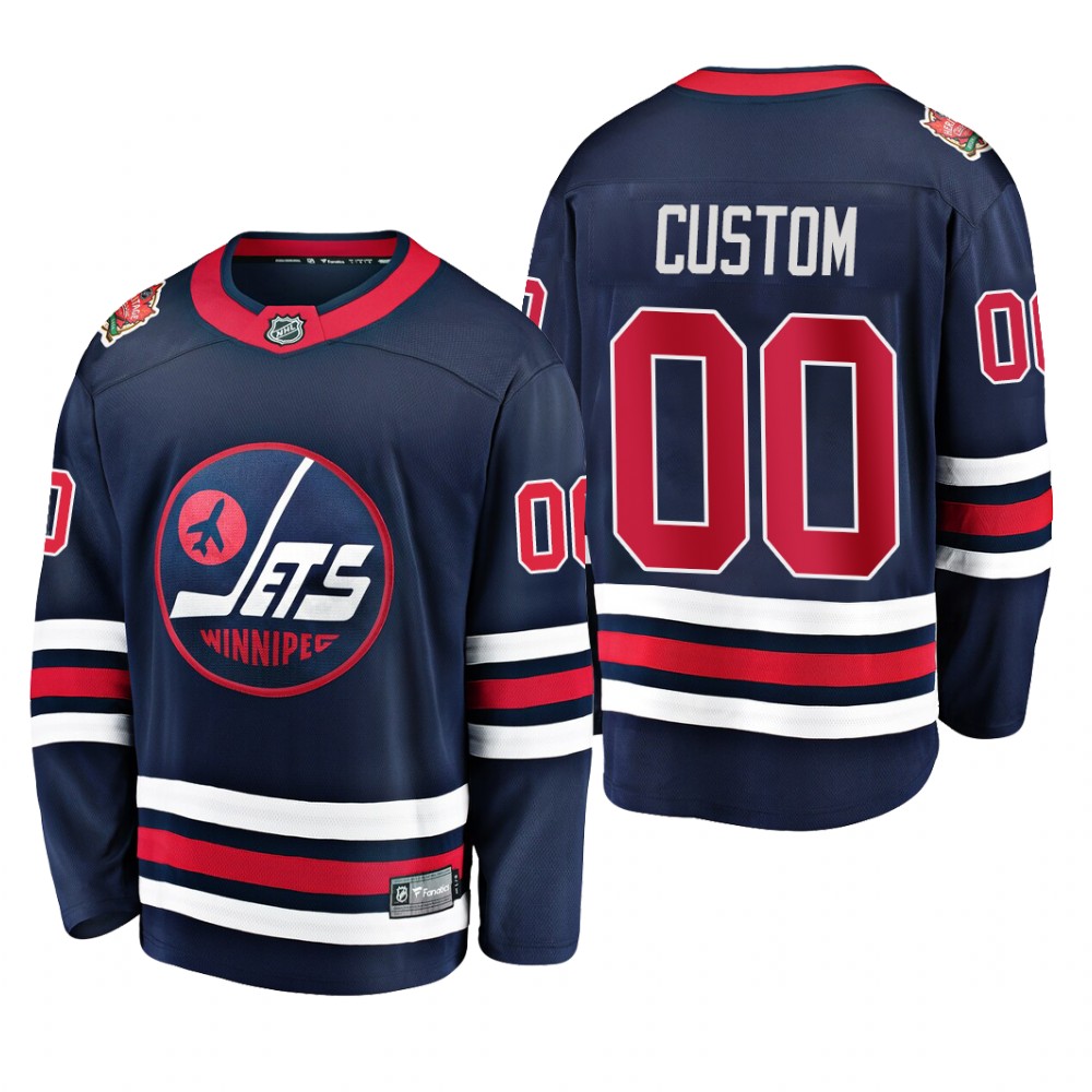 Winnipeg Jets Custom #00 2019 Heritage Classic Navy Breakaway Player Jersey