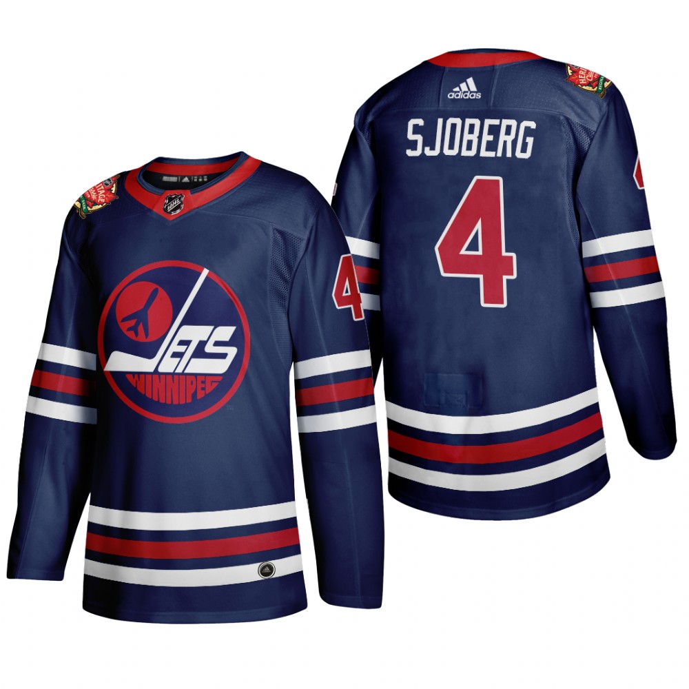 Winnipeg Jets Lars-Erik Sjoberg #4 2019 Heritage Classic WHA Navy Jersey