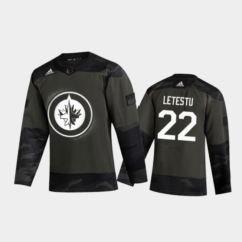 Winnipeg Jets Mark Letestu #22 2019 Veterans Day Camo Practice Jersey