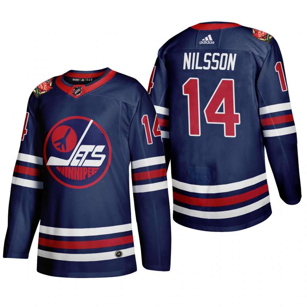 Winnipeg Jets Ulf Nilsson #14 2019 Heritage Classic WHA Navy Jersey