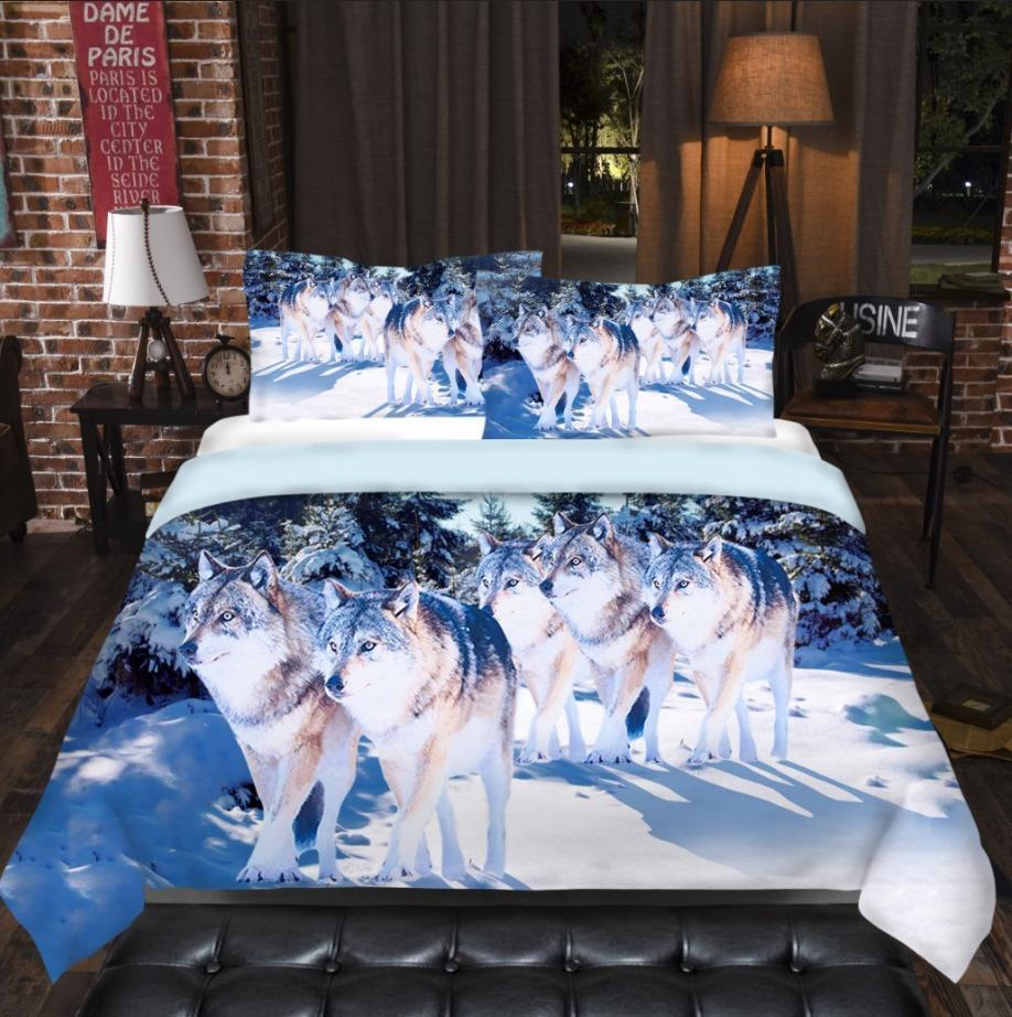 Winter Wolves 3D Customized Duvet Cover Bedding Set