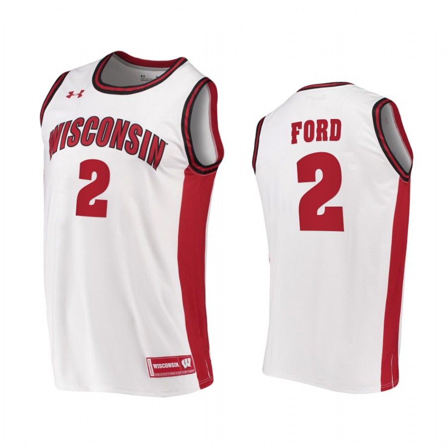 Wisconsin Badgers Aleem Ford White 2020-21 College Jersey