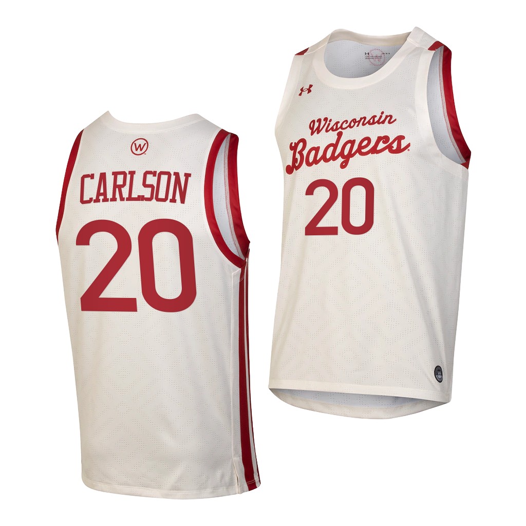 Wisconsin Badgers Ben Carlson White 2021 Throwback College Jersey