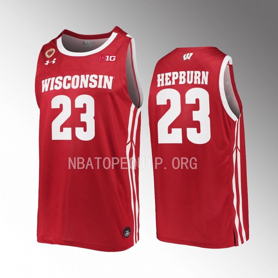 Wisconsin Badgers Chucky Hepburn Jersey 2022-23 Away Red Uniform