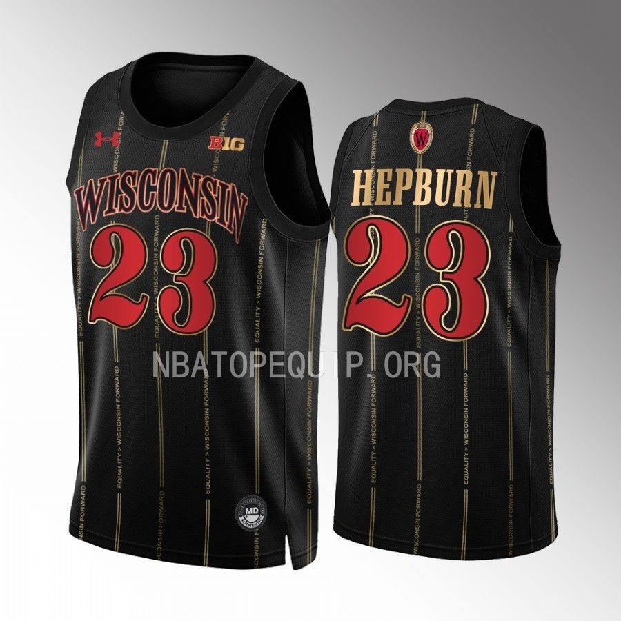 Wisconsin Badgers Chucky Hepburn Jersey 2022-23 By the Players Black Alternate Uniform