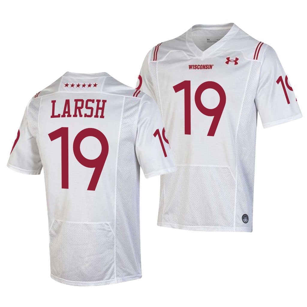 Wisconsin Badgers Collin Larsh 19 White 2021 Shamrock Series Special Forward Jersey Men