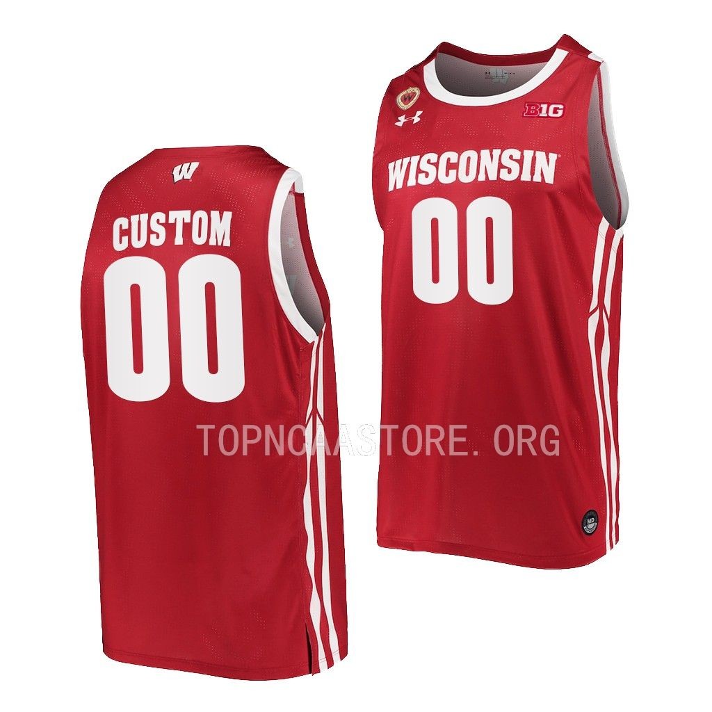 Wisconsin Badgers Custom Red #00 Jersey 2022-23 Away