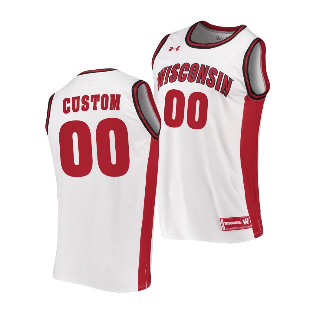 Wisconsin Badgers Custom White 2020-21 College Jersey