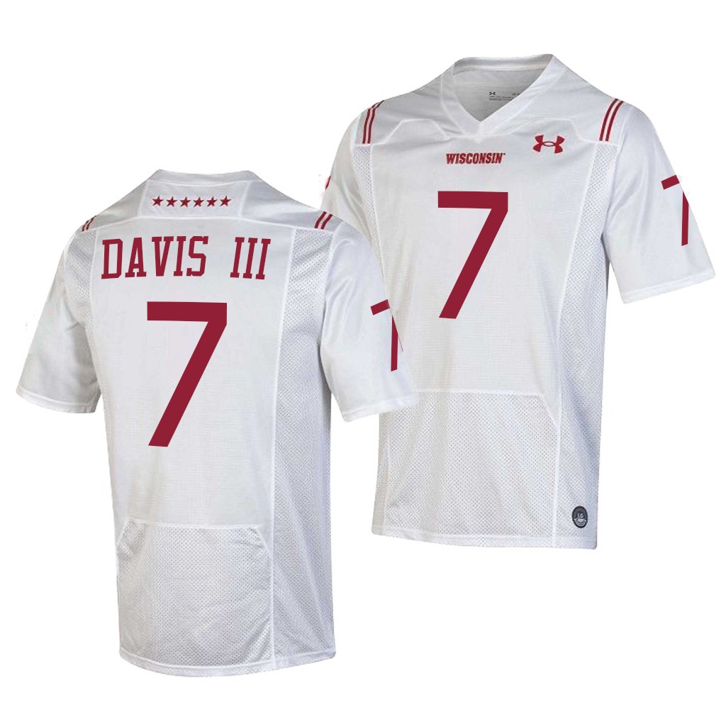 Wisconsin Badgers Danny Davis III 7 White 2021 Shamrock Series Special Forward Jersey Men