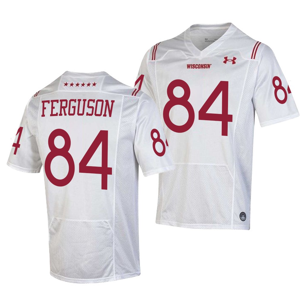 Wisconsin Badgers Jake Ferguson 84 White 2021 Shamrock Series Special Forward Jersey Men