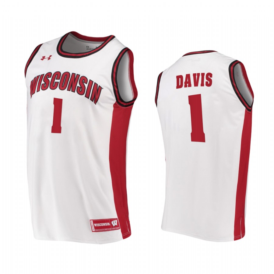 Wisconsin Badgers Jonathan Davis White 2020-21 College Jersey
