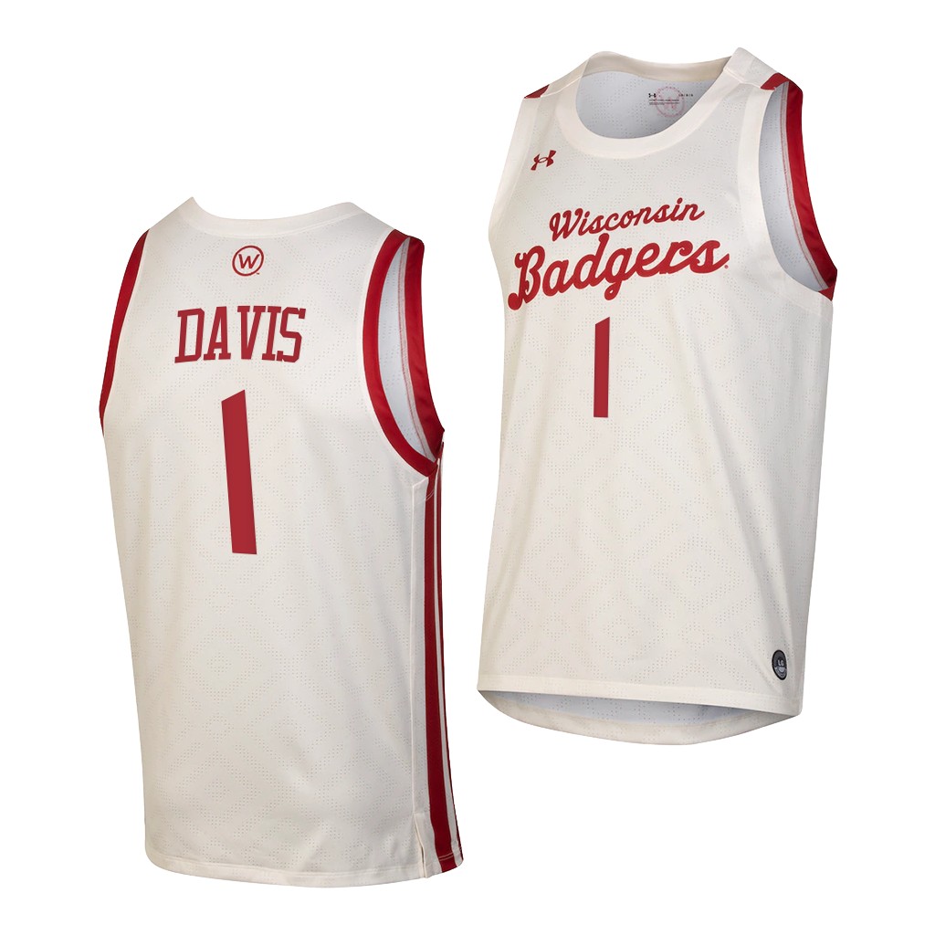 Wisconsin Badgers Jonathan Davis White 2021 Throwback College Jersey