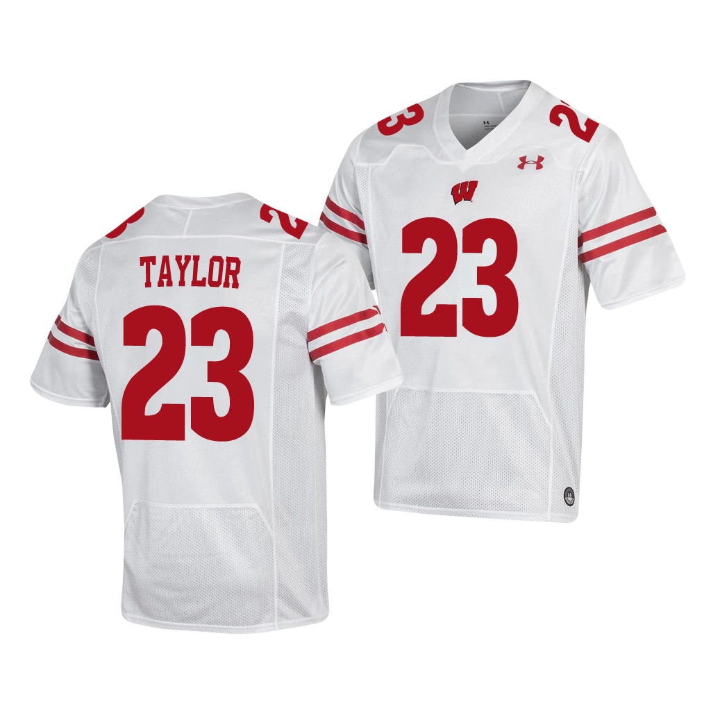 Wisconsin Badgers Jonathan Taylor 23 White Jersey Men's