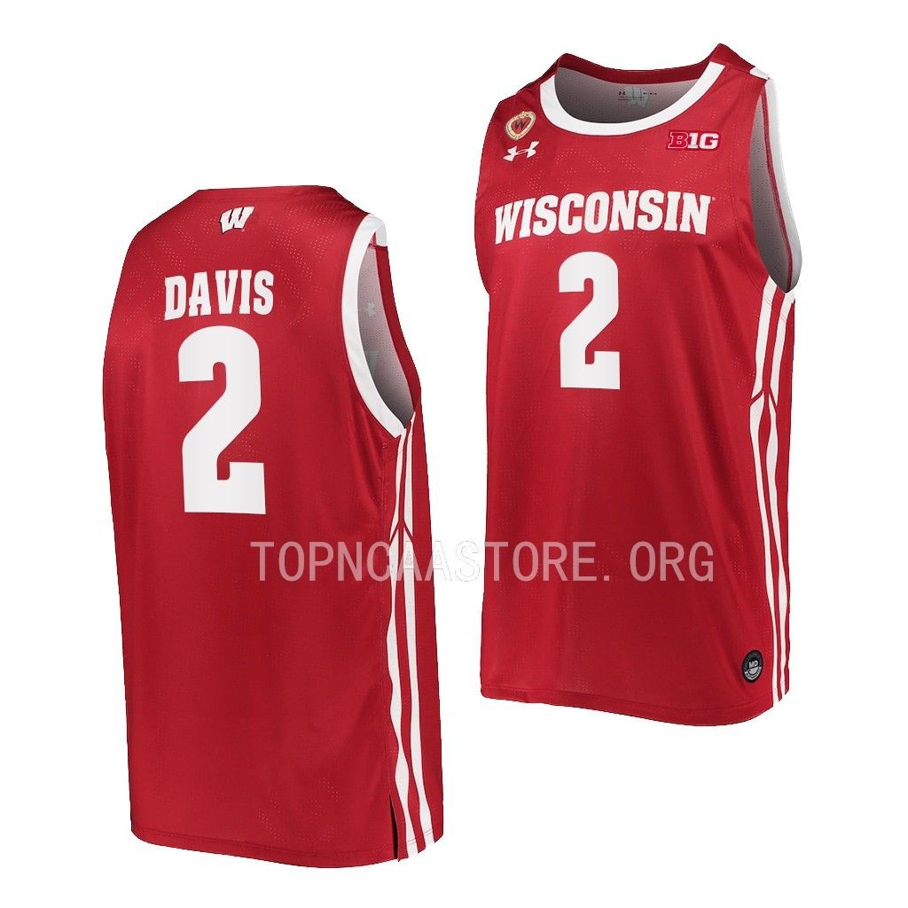 Wisconsin Badgers Jordan Davis Red #2 Jersey 2022-23 Away
