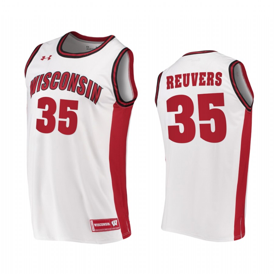 Wisconsin Badgers Nate Reuvers White 2020-21 College Jersey