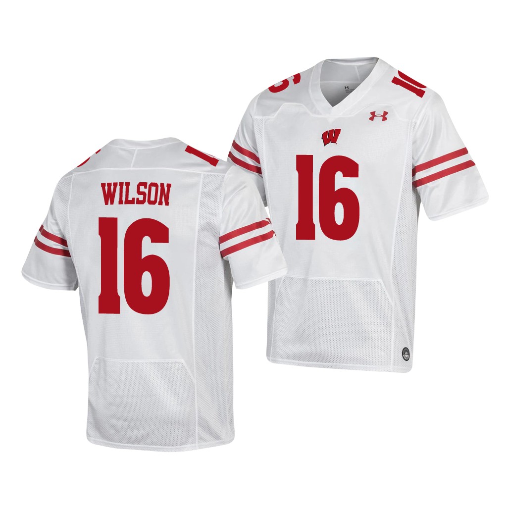Wisconsin Badgers Russell Wilson 16 White Jersey Men's