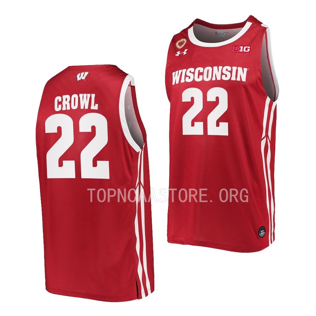 Wisconsin Badgers Steven Crowl Red #22 Jersey 2022-23 Away