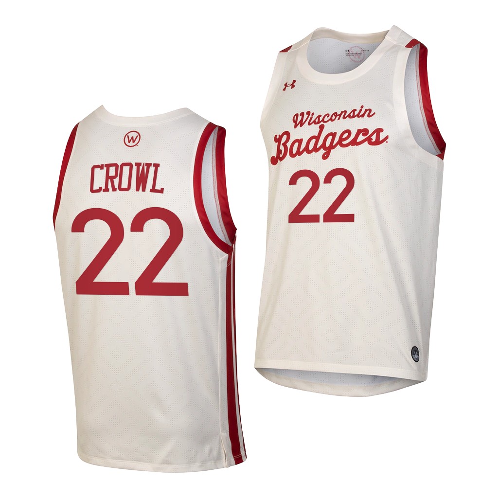 Wisconsin Badgers Steven Crowl White 2021 Throwback College Jersey