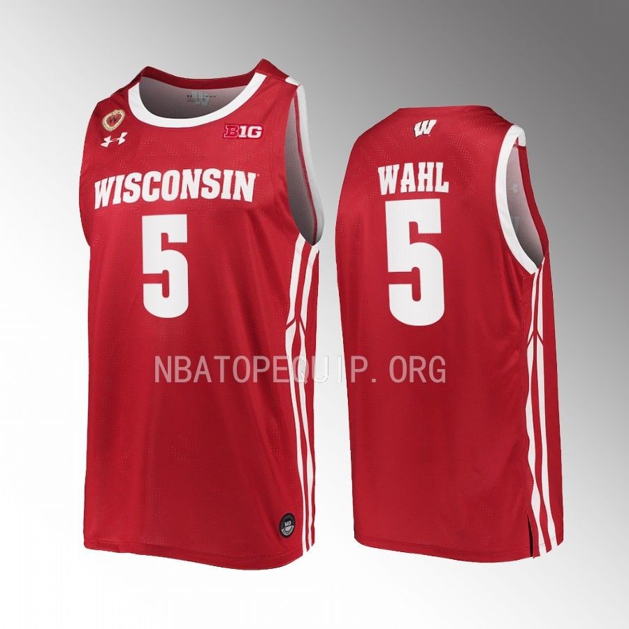 Wisconsin Badgers Tyler Wahl Jersey 2022-23 Away Red Uniform