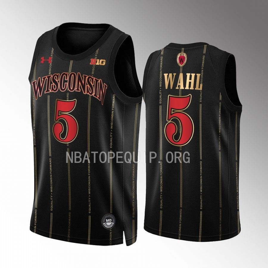 Wisconsin Badgers Tyler Wahl Jersey 2022-23 By the Players Black Alternate Uniform