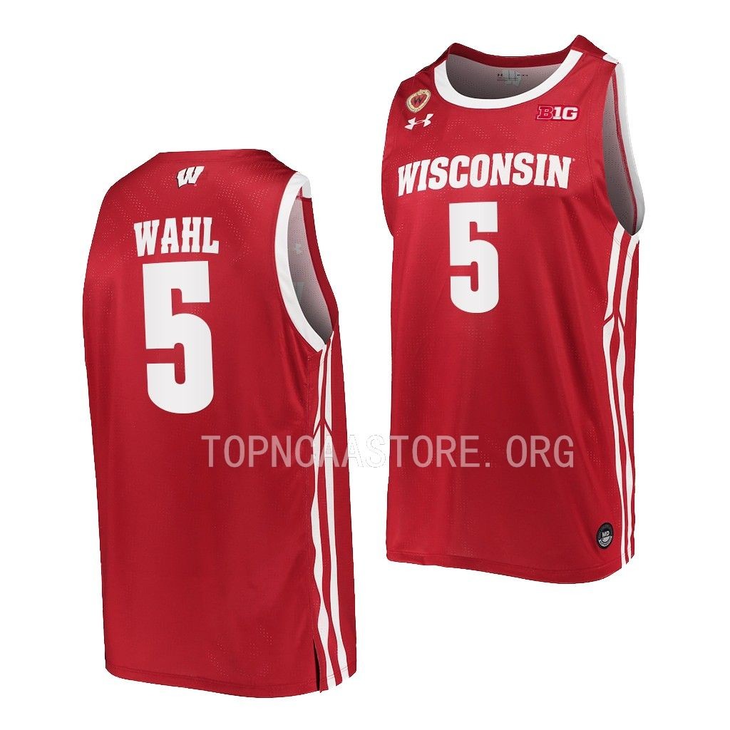 Wisconsin Badgers Tyler Wahl Red #5 Jersey 2022-23 Away