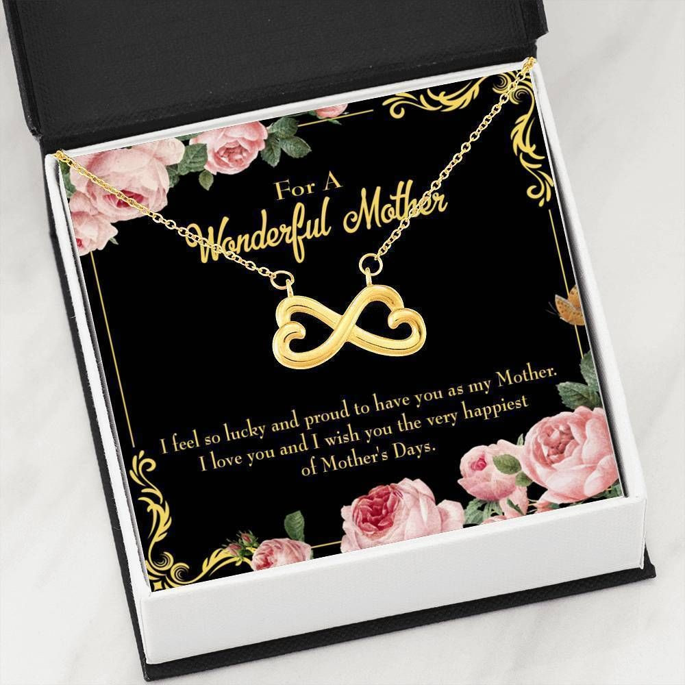 Wish You A Happy Mother’s Day Infinity Heart Necklace Gift For Mom
